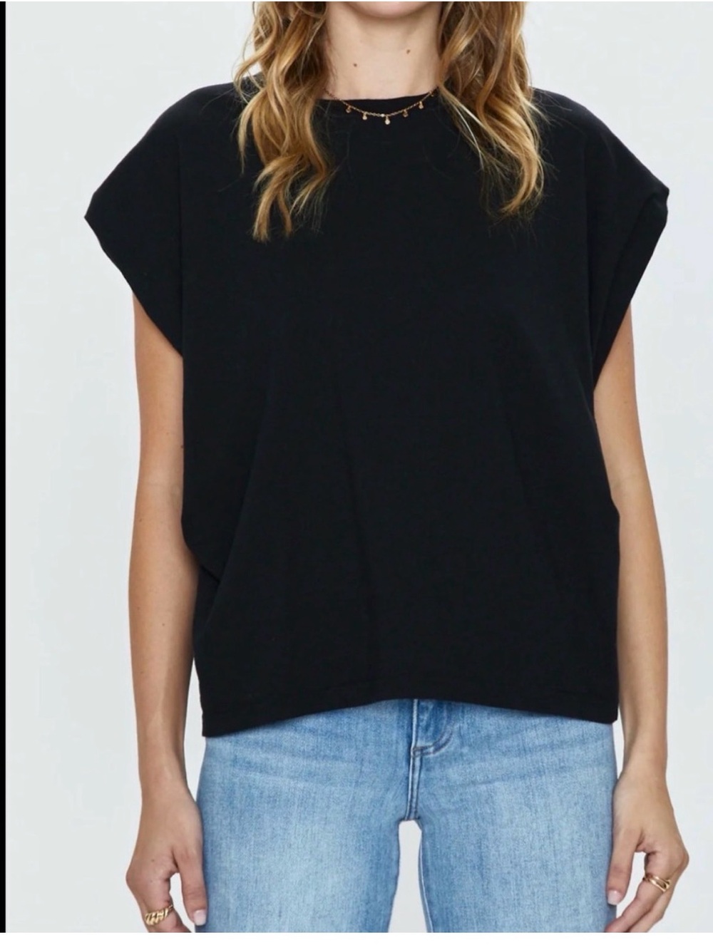 pistola Black Boxy Cap-Sleeve Tee